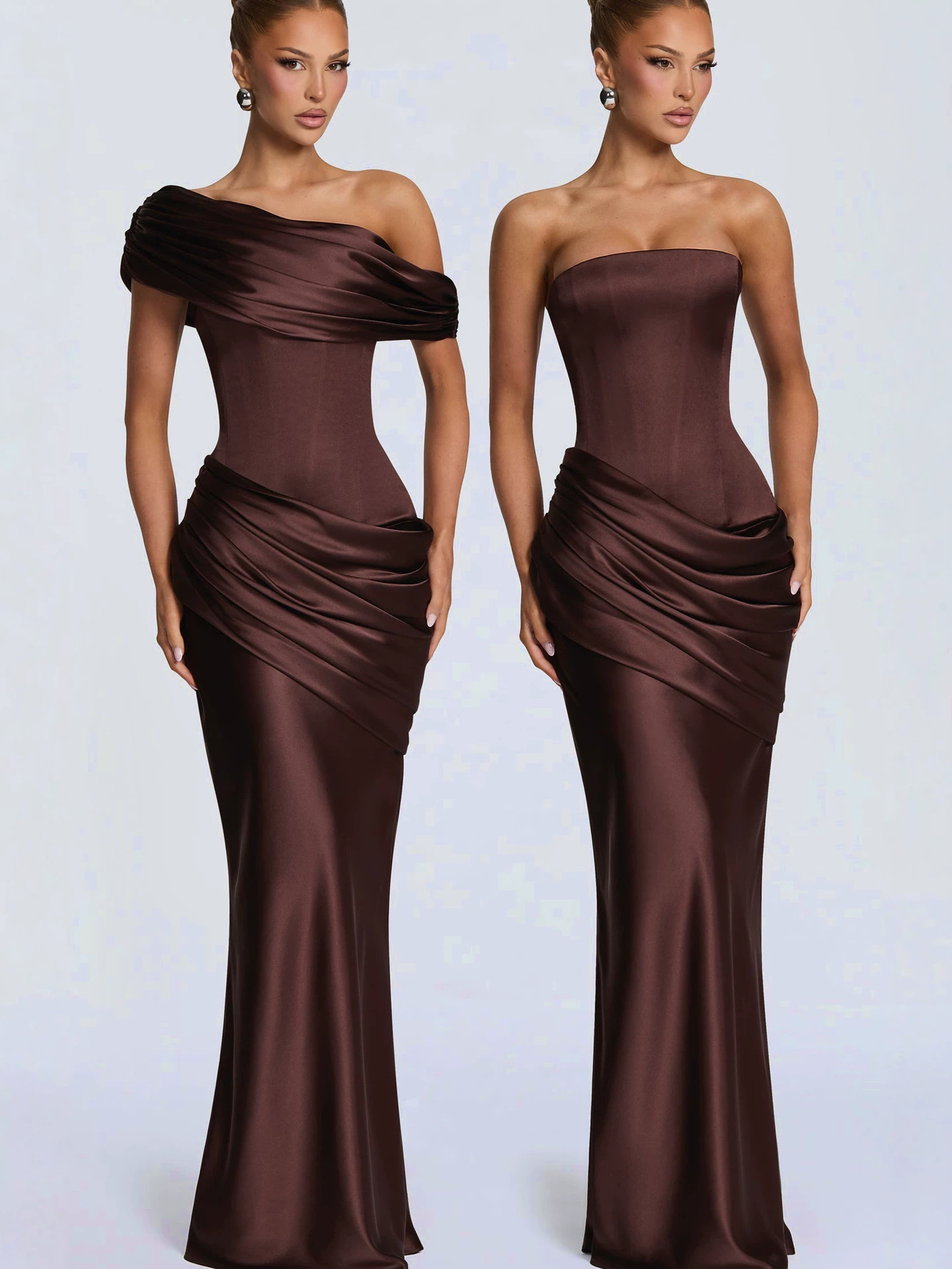 Formal Wear Gowns For Women - Elegancka, gładka, satynowa suknia w stylu