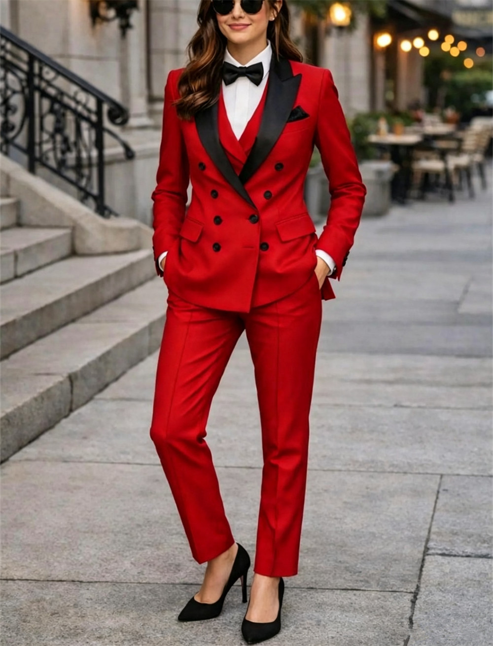 Women Formal Wear Vest - Damskie garnitury dwurzędowe 3-częściowe szyte na