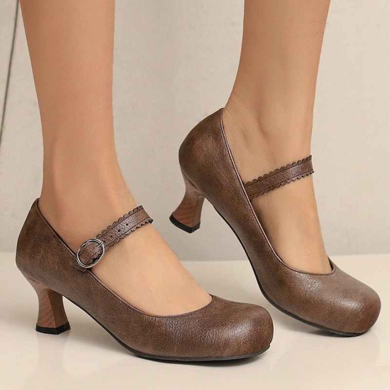 Women Formal Wear With Shoes - Damskie retro czółenka Mary Jane z