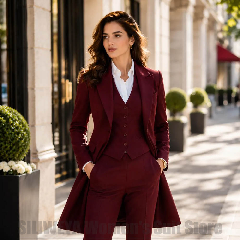 Women Formal Wear Vest - Elegancki damski garnitur 3-częściowy z ostrymi