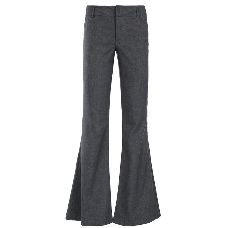 Tailored Trouser Wide - Szare spodnie o pełnej długości, lekko