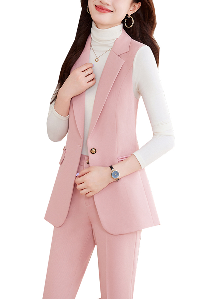 Women Formal Wear Vest - Biały Khaki Różowy Czarny Damski garnitur