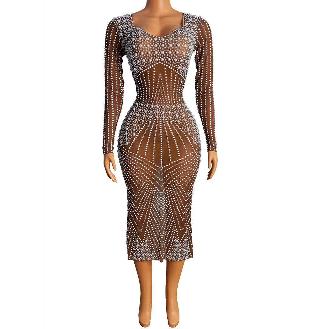 Formal Wear Gowns For Women - Damska Przezroczysta Sukienka z Siateczki, Seksowna,