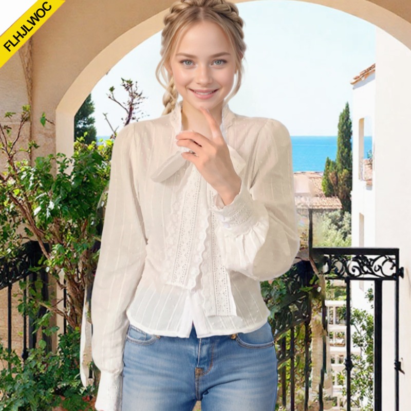 Retro Vintage Koronkowe koszul – Formal Wear Japan Women recenzja i cena