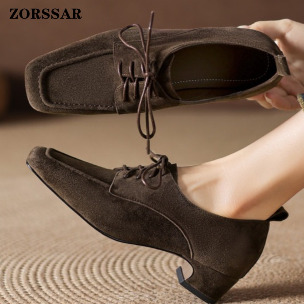 Damskie brązowe zamszowe oksfo – Formal Women Daily Wear Shoes recenzja i cena