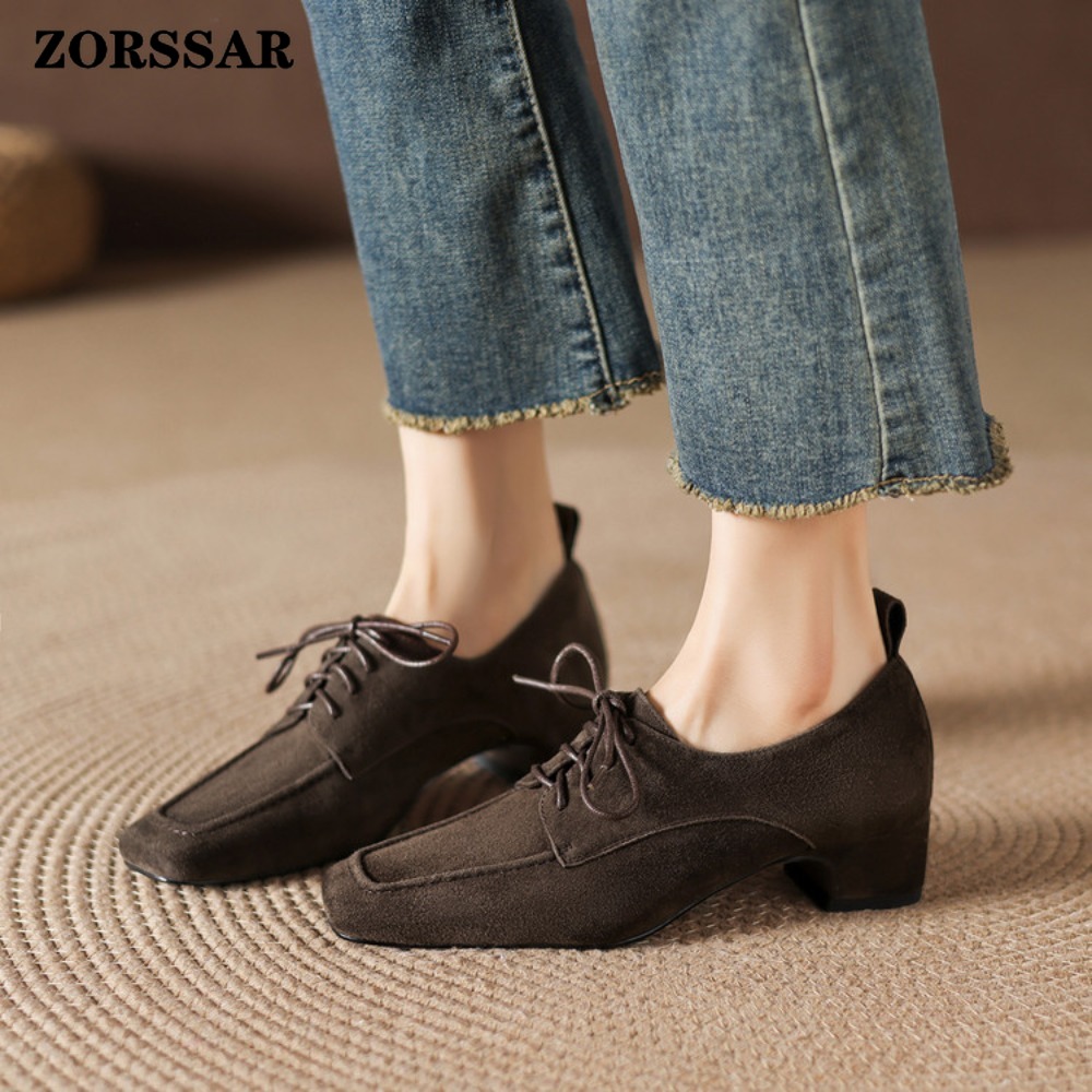 Damskie brązowe zamszowe oksfo – Formal Women Daily Wear Shoes recenzja i cena