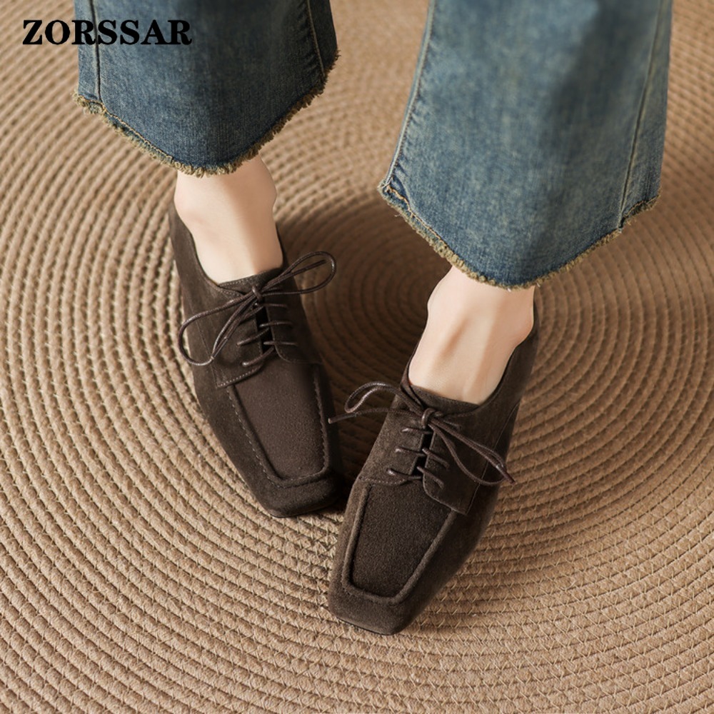 Damskie brązowe zamszowe oksfo – Formal Women Daily Wear Shoes recenzja i cena